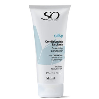 Soco
Silky Condizionante Lisciante
Cheratina,Bacche di Goji e Olio di Argan 200ml