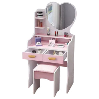 Vanity Con Specchio a Cuore Rosa/Bianca